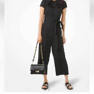 Michael Kors Black Crepe Belted Jumpsuit Size 4